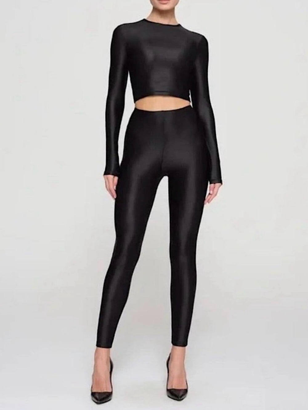SKIMS Shine Spandex Jersey Leggings High-Rise Onyx